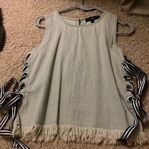 Light denim side tie tank top
